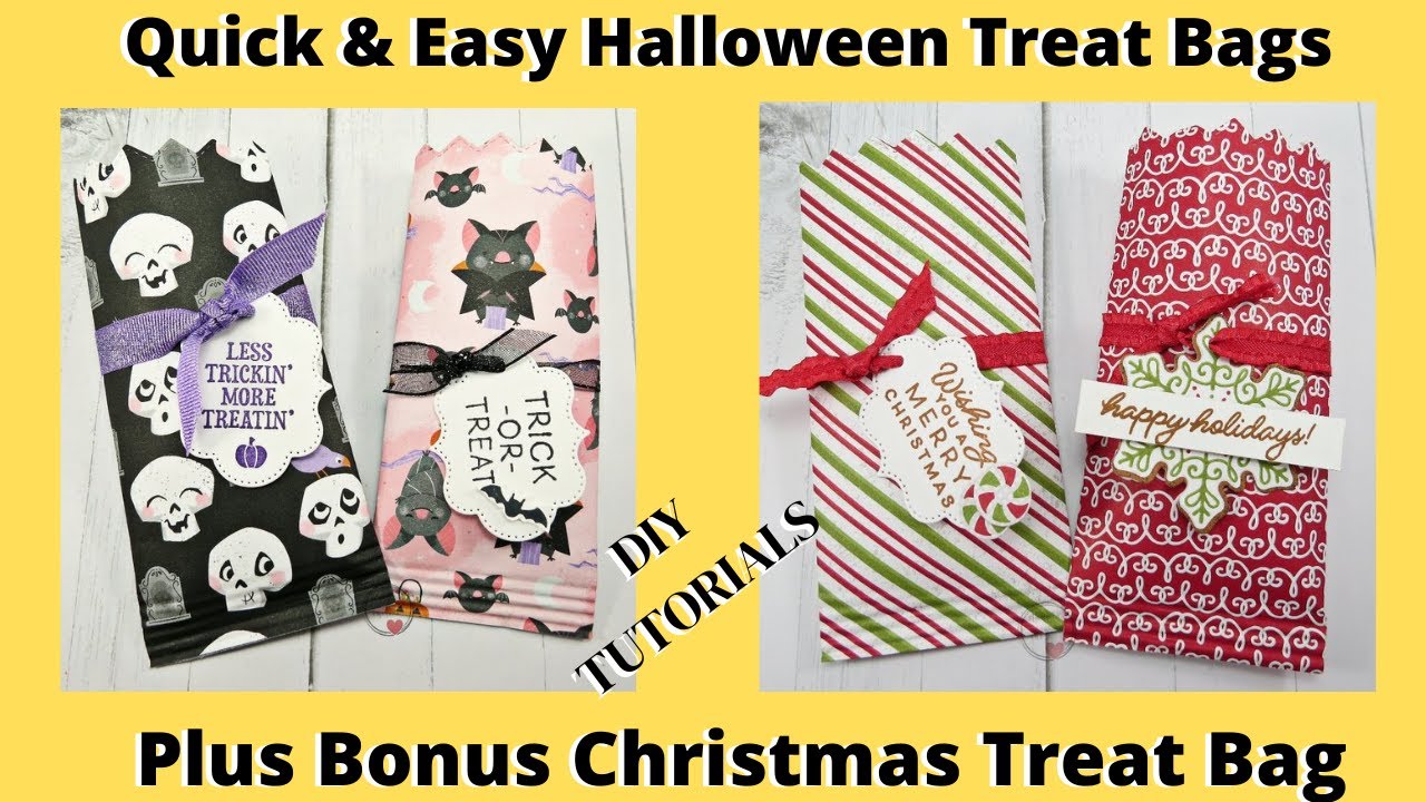 Quick & Easy Halloween Treat Bags-plus a Christmas Bonus Treat Bag #halloweentreatholder #stampinup