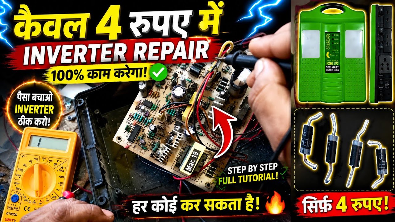 How to Cfl inverter Overload and battary low problem repairing