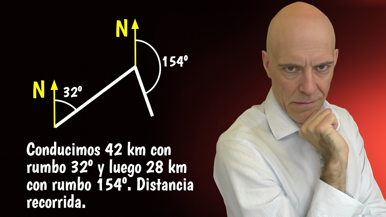 Hallar la distancia entre dos puntos dado el rumbo💡