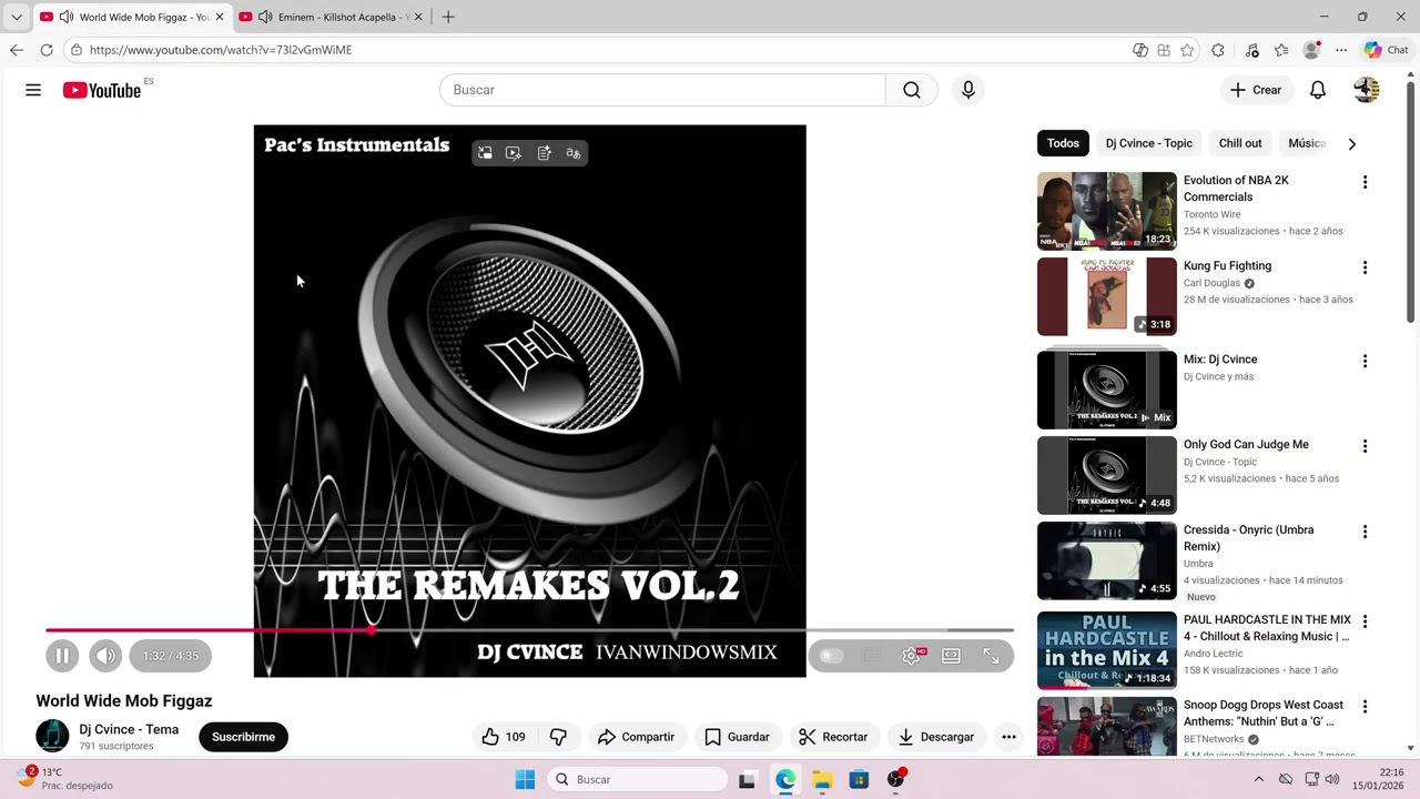 Video Mix de música con pestañas en YouTube. 2Pac-WorldWideMobFiggaz / Eminem - Killshot (Acapella)