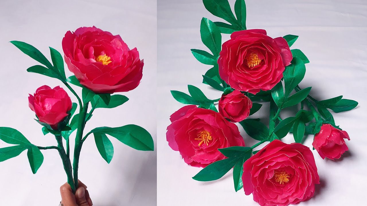 Cara Membuat Bunga Peony dari Plastik Kresek || How To Make Peony Flower From Plastic Bag