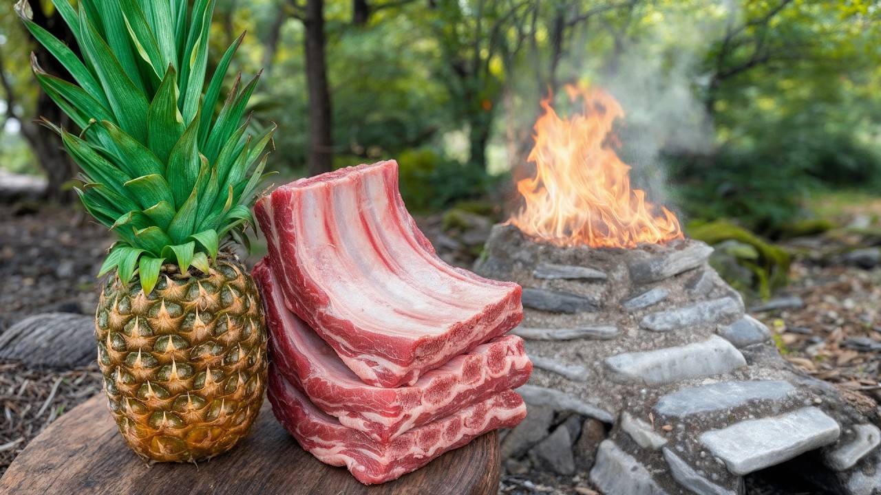 Rustic Open-Fire Ribs Wrapped with Sweet Pineapple