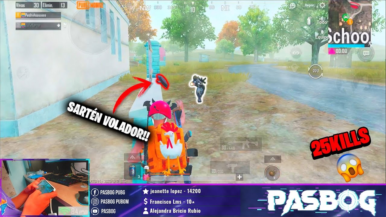 MATANDO CON EL SARTÉN VOLADOR (25 KILLS) + HANDCAM | PUBG MOBILE | PASBOG