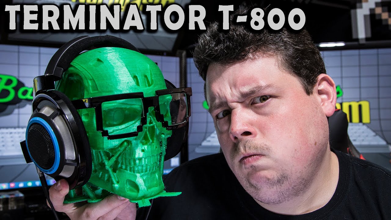 3D Printing Translucent Green Terminator T-800 Skull - @Barnacules