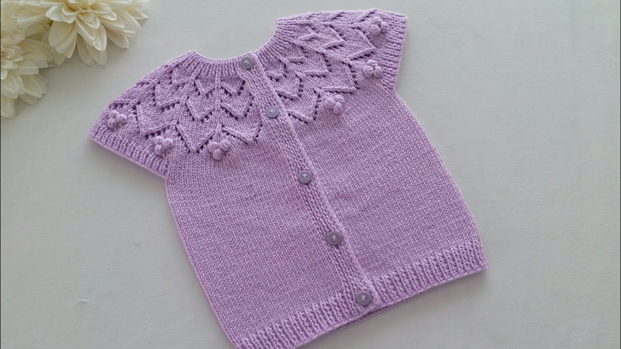 Tomurcuklu Model Bebek Yeleği Yapımı/ Yakadan Başlanan Bebek Yeleği/Kız Çocuk Yelek Modelleri