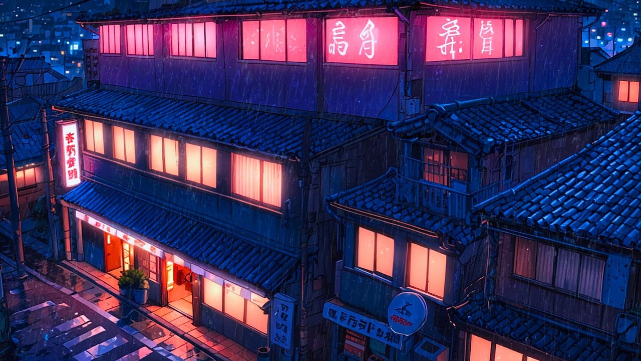 90s Rain Outside My Neon Apartment 🌧️ | Lofi Beats for Focus