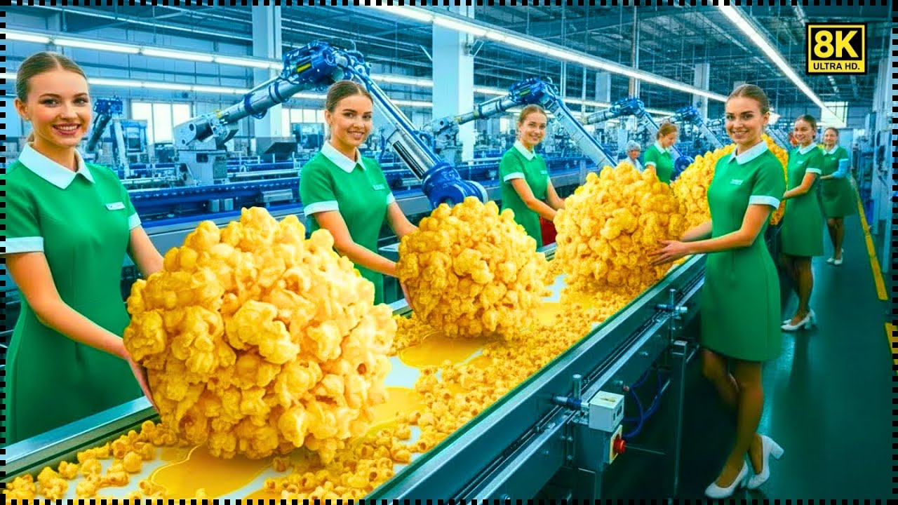 Inside a Billion Dollar Popcorn Factory Raw Corn to Movie Theater Popcorn (Satisfying Process)