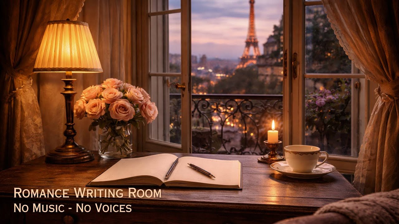Romance Writing Room | Gentle Rain Ambience | No Music, No Voices (1 Hour)