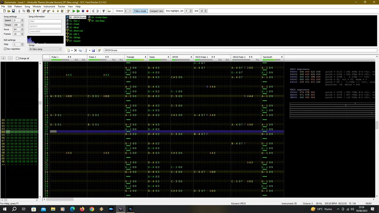 Famitracker 0CC Cover - Gun Smoke - Level 1 -  Hicksville Theme (Arcade Version) (VRC 6 Chip)