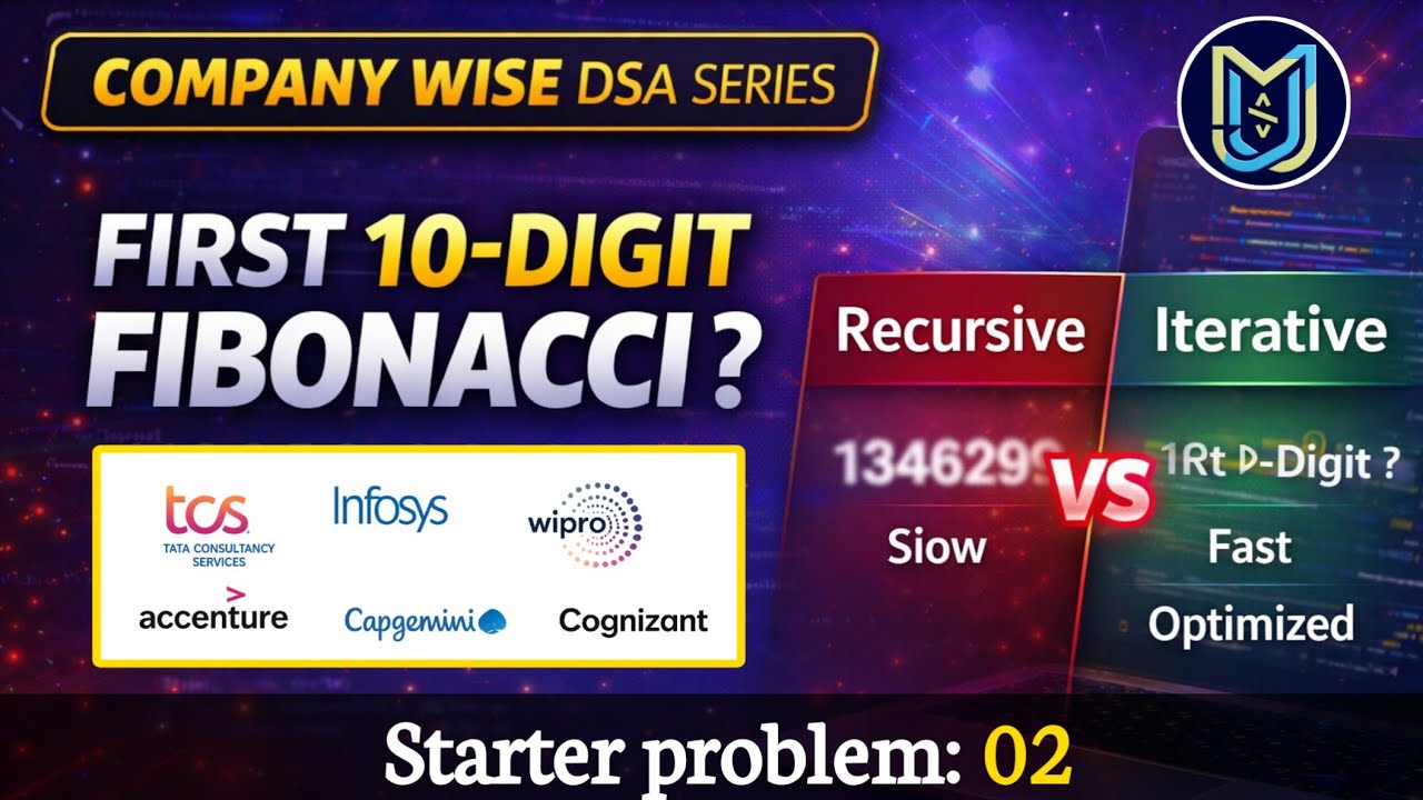 First 10 Digit Fibonacci Number 🔥 | Recursive vs Iterative | DSA Series #02 
