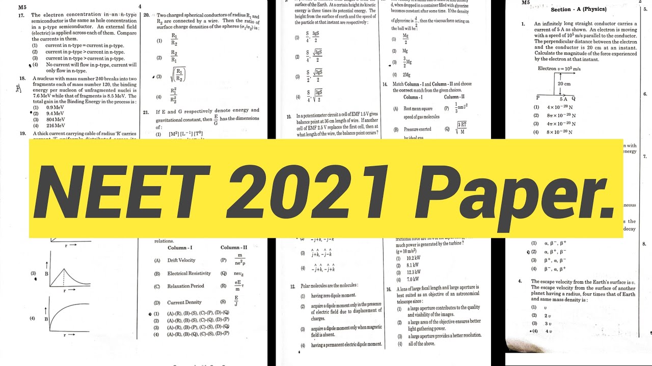NEET 2021 COMPLETE QUESTION PAPER I NEET EXAM OVER 2021