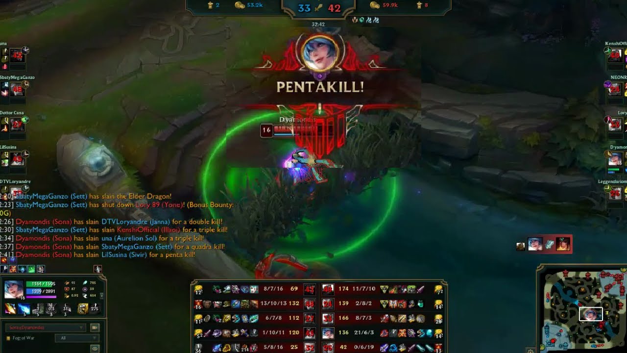 Sona 1v5 Pentakill