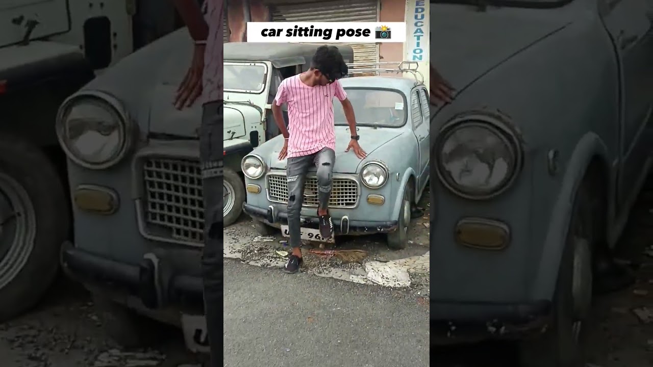 Car sitting photoshoot pose 📸⚡ | creative pose in my YouTube #shots #viral #posetutorial #oldcars