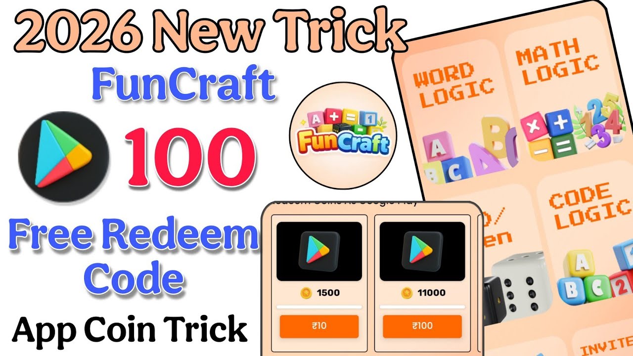 FunCraft App | Free Redeem Code App | Funcraft coin trick 