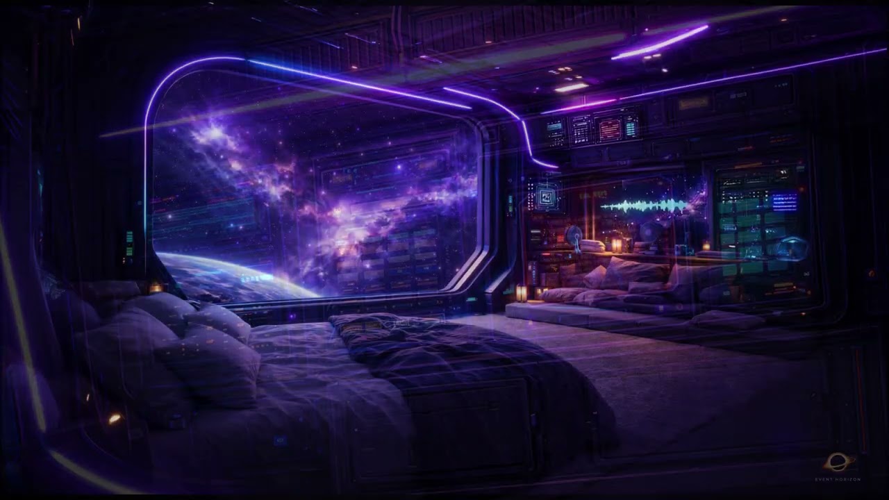 Deep Space Sleep Music | Neon Sci-Fi Bedroom Ambience | Relaxing Ambient Music