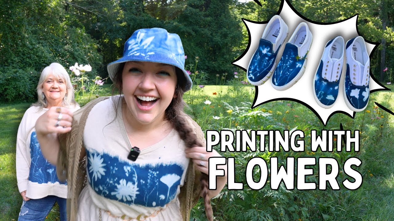 Cyanotype Printing Flowers on Clothing