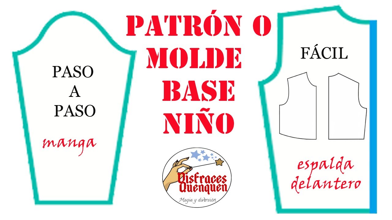 Patr&oacute;n o Molde Base para ni&ntilde;os. Paso a paso. Pattern or base mold for children. Step by Step