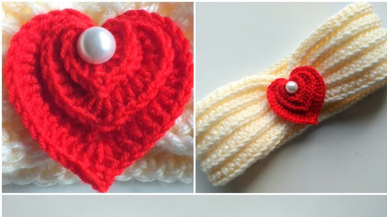 ♥️KALPLİ♥️TIĞ İŞİ ÖRGÜ SAÇ BANDI/CROCHET HEART HEAD BAND/örgü bandana modelleri