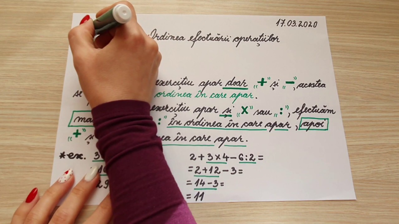 Ordinea efectuării operațiilor - clasa a II-a