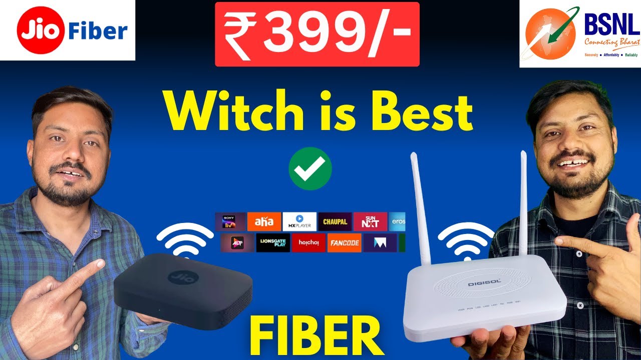 Jio Fiber vs BSNL Fiber ₹399 Plan 40mbps🚀 | Which is Best in 2025? Full Comparison Ch & Ott App