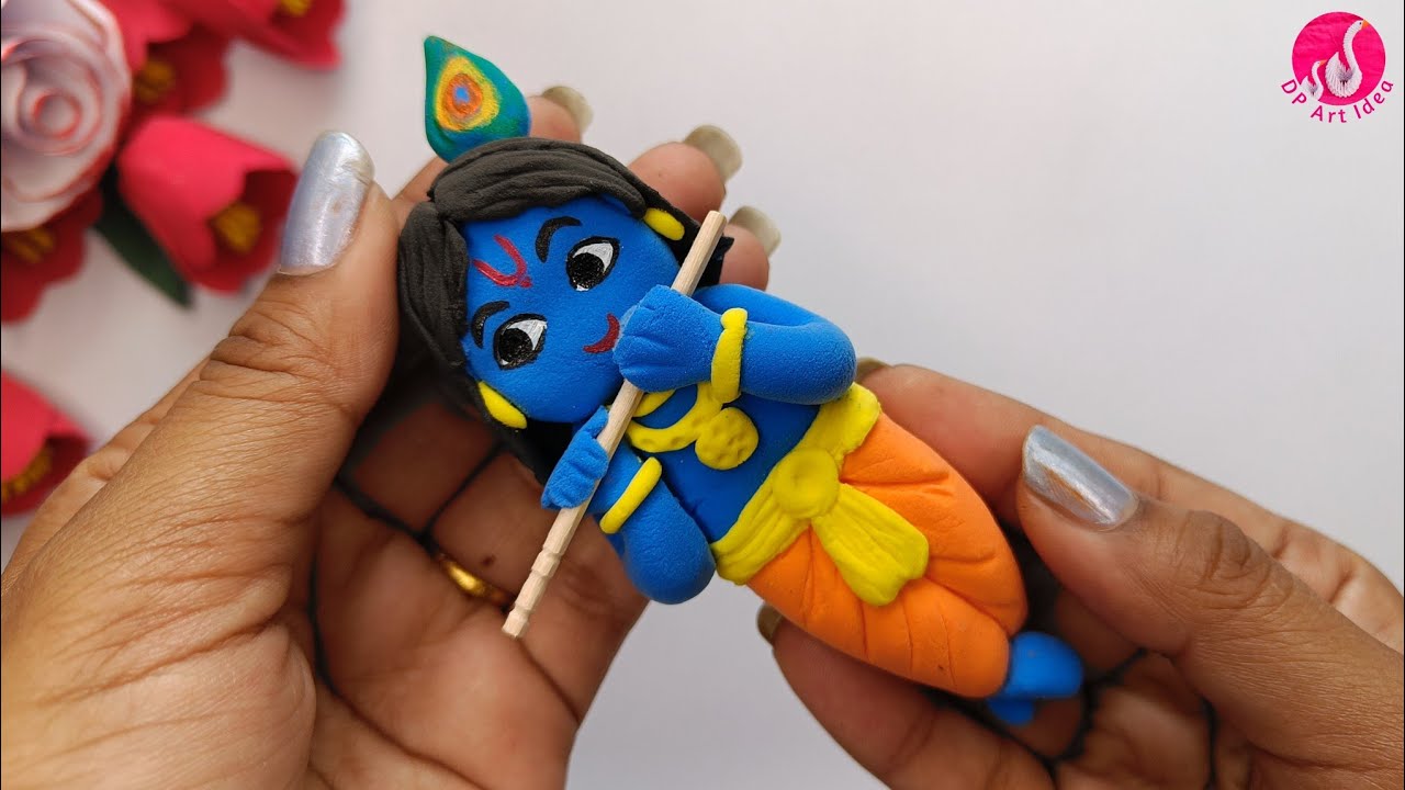 How to Make Cute Krishna with clay || Janmashtami special art || Krishna Making ||
