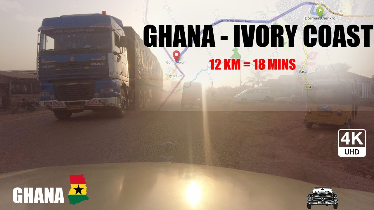 Ghana Ivory Coast Border Town Gonnokrom Drive from Dormaa Ahenkro 4K