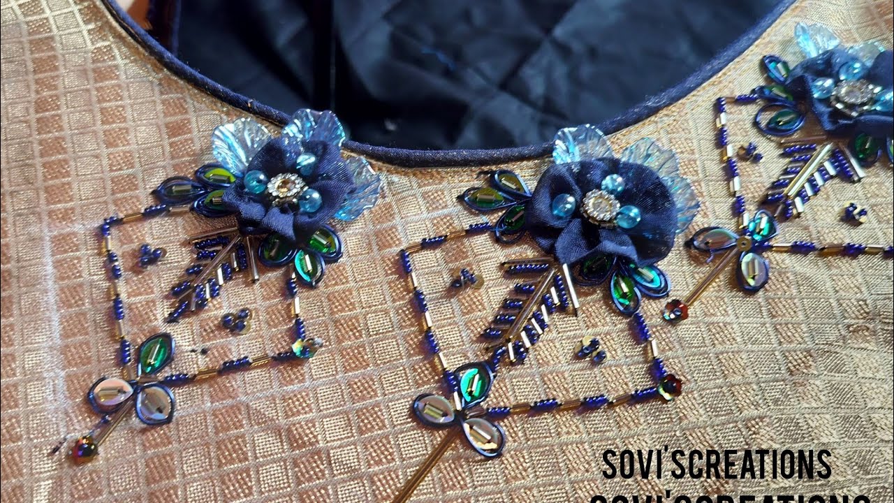 Easy brooches on blouses for beginners/flower sequin blouse designs.