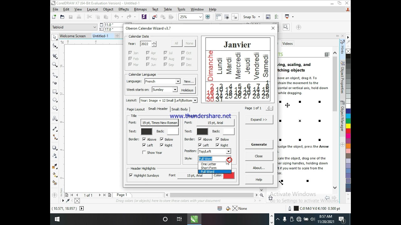 Comment peut on faire un calendrier avec corel draw....