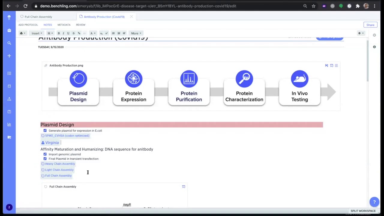 Live Benchling Product Demo - Antibody Production