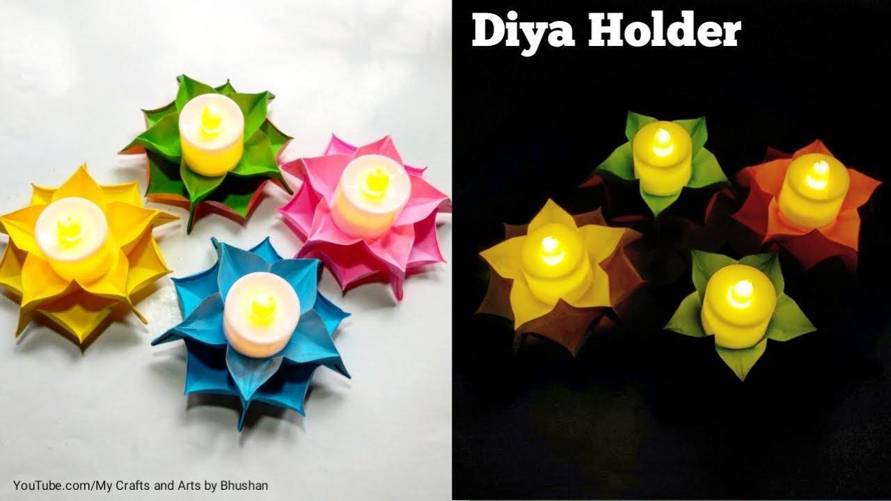 Diwali Decoration ideas || Origami Diya Holder for Diwali festival || Origami candle Holders