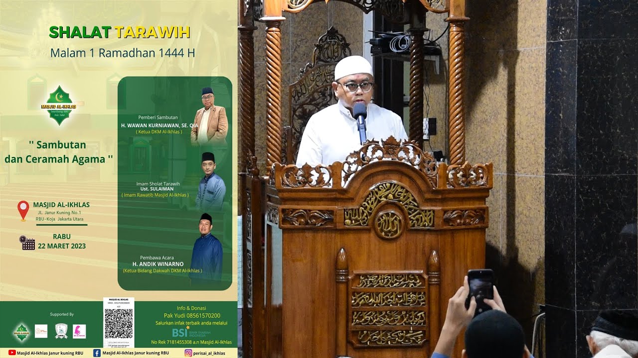 Sambutan Ketua DKM Awal Ramadhan 1444 H | ketua DKM Al-Ikhlas Janur kuning