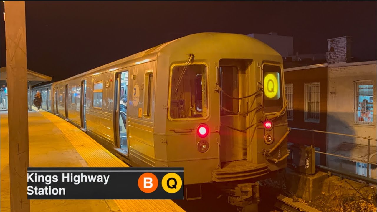 BMT Brighton Express,Local (B,Q) train action at Kings Hwy