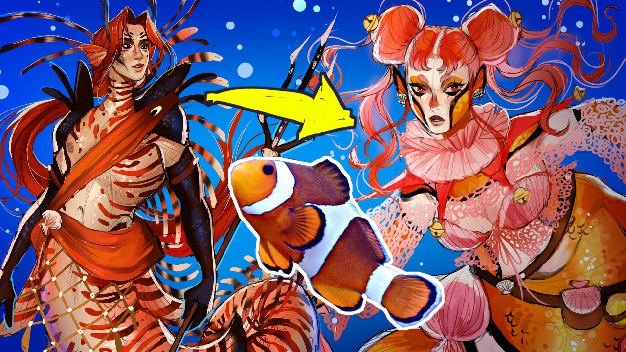 Turning fish into MERMAIDS (& merfolk)🧜‍♀️ (CHARACTER DESIGN CHALLENGE)