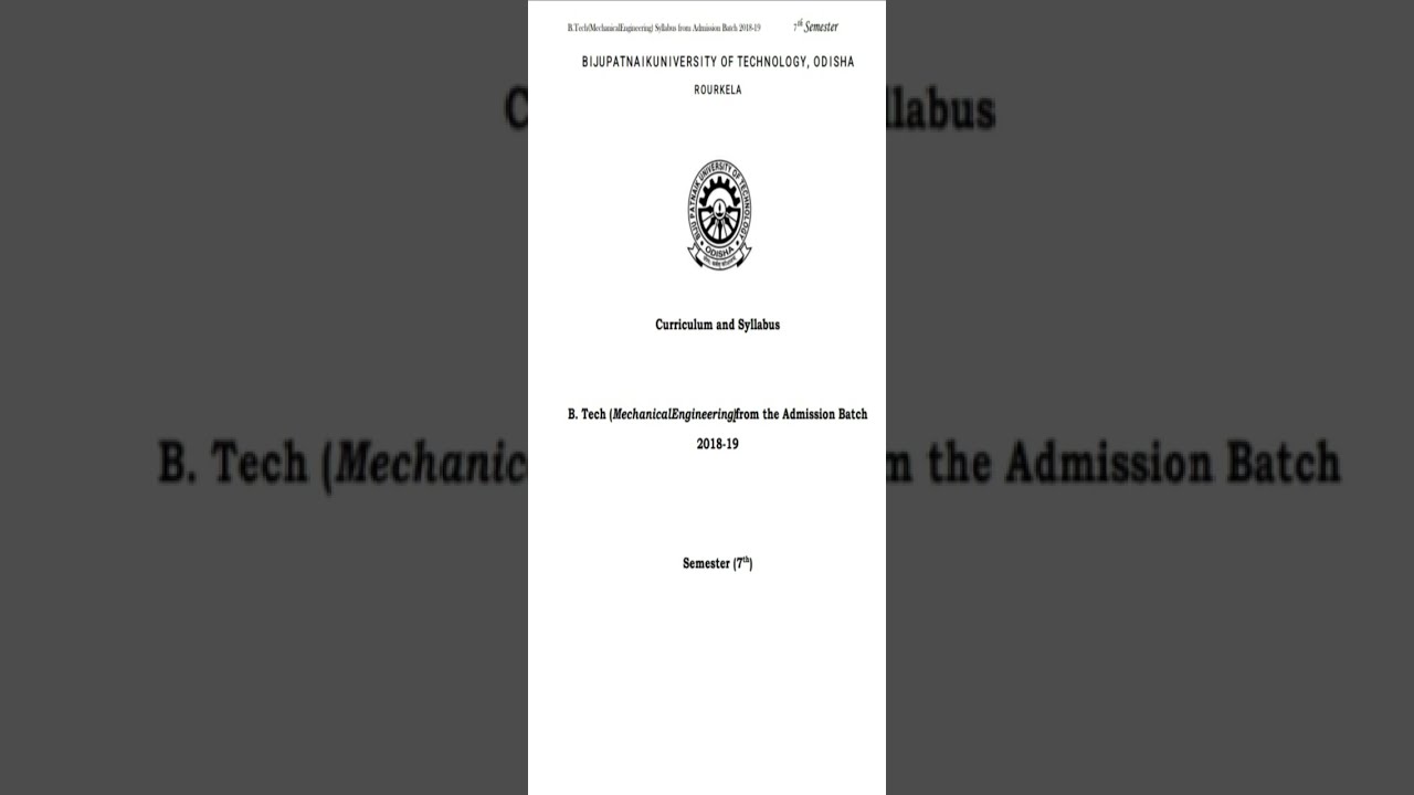 bput 7th semester mechanical engineering syllabus