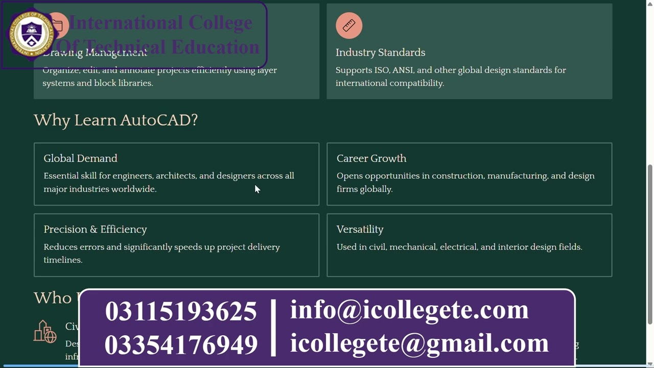 Autocad Civil Course in Rawalpindi Islamabad Pakistan ICTE