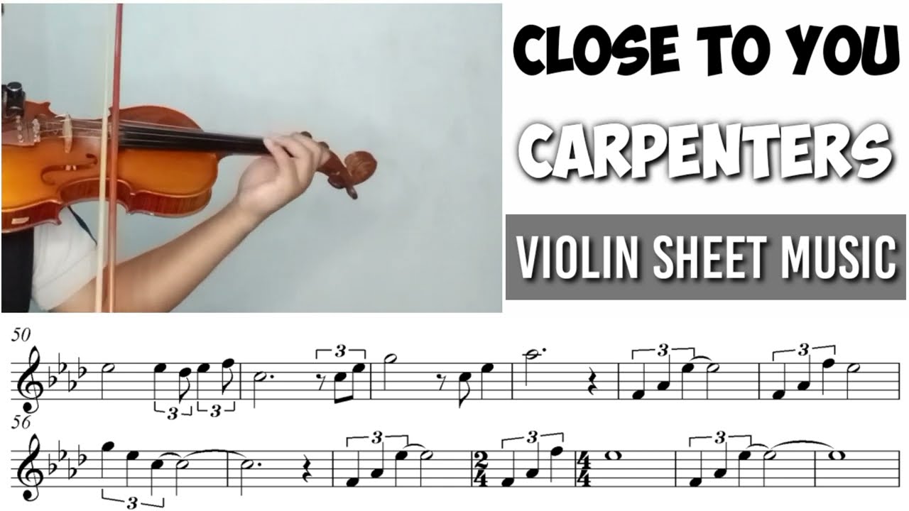 Free Sheet || Close To You - Carpenters || Violin Sheet Music