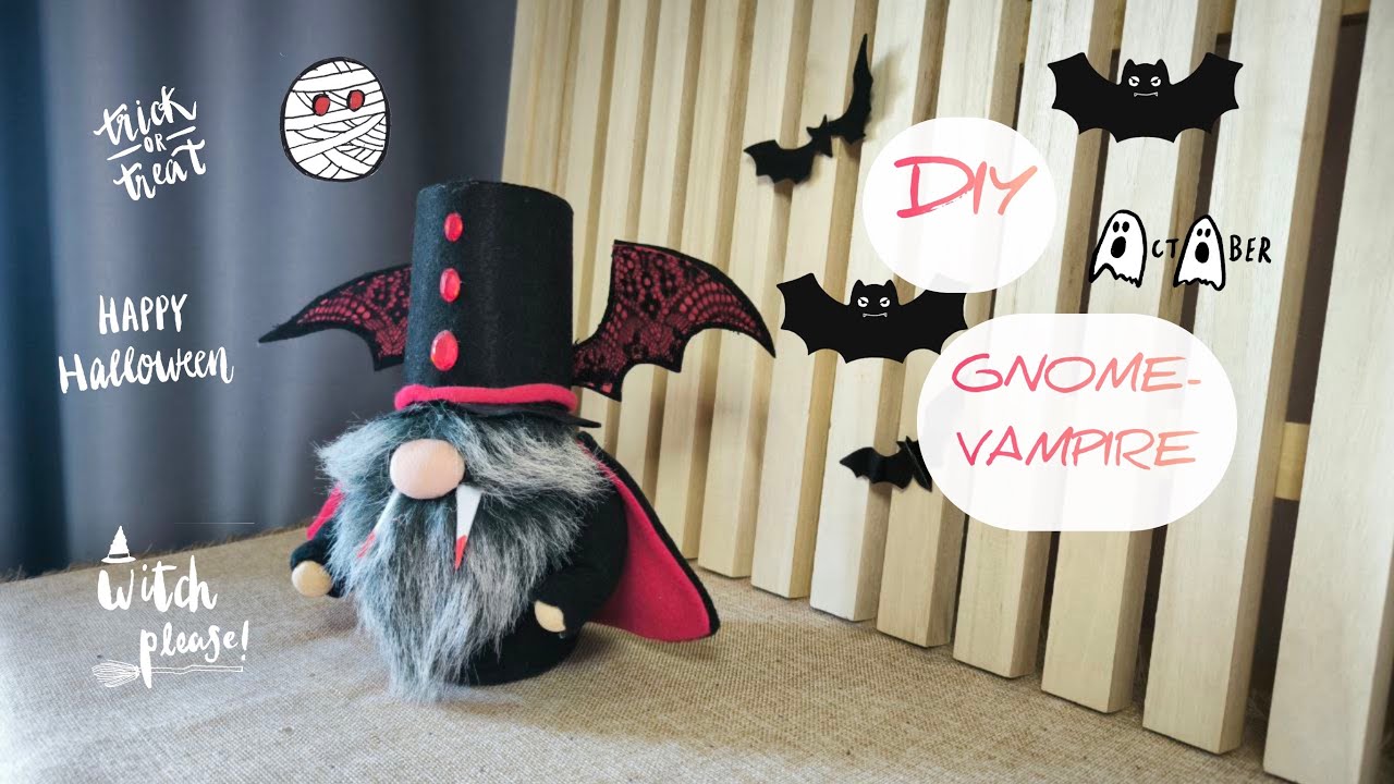 Vampire! Scandinavian gnome DIY!Happy Halloween! Pattern!