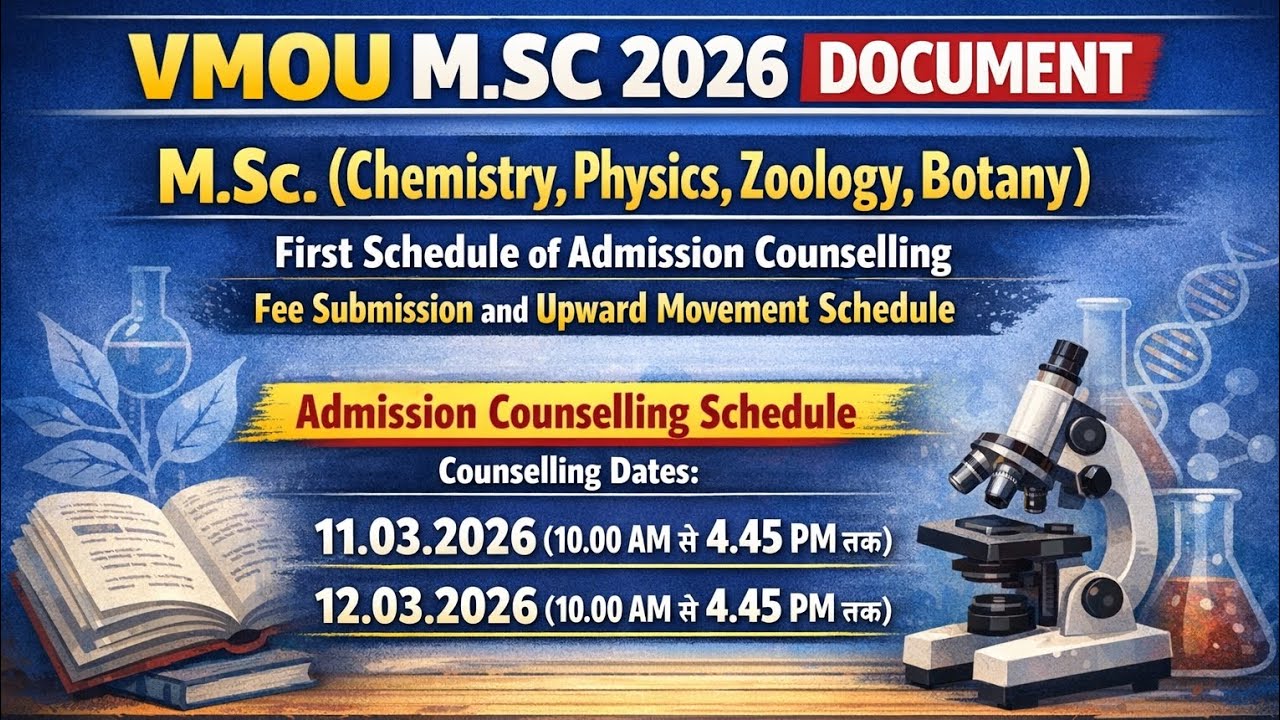 Vmou m.sc 2026 document | VMOU 2026 | vmou first counselling schedule 2026 jari #vmou #education 