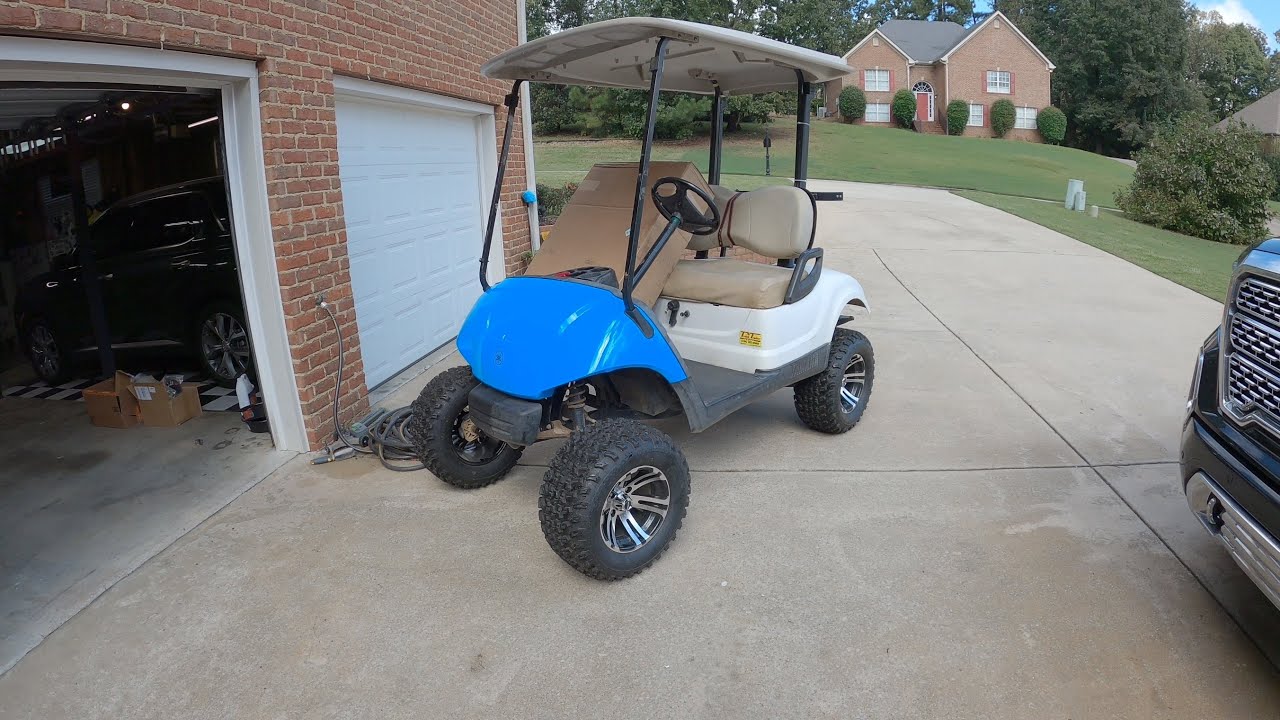 Yamaha G29 Golf Cart 6 inch Spindle Lift Kit Install How To DIY mud tires 23x10x12