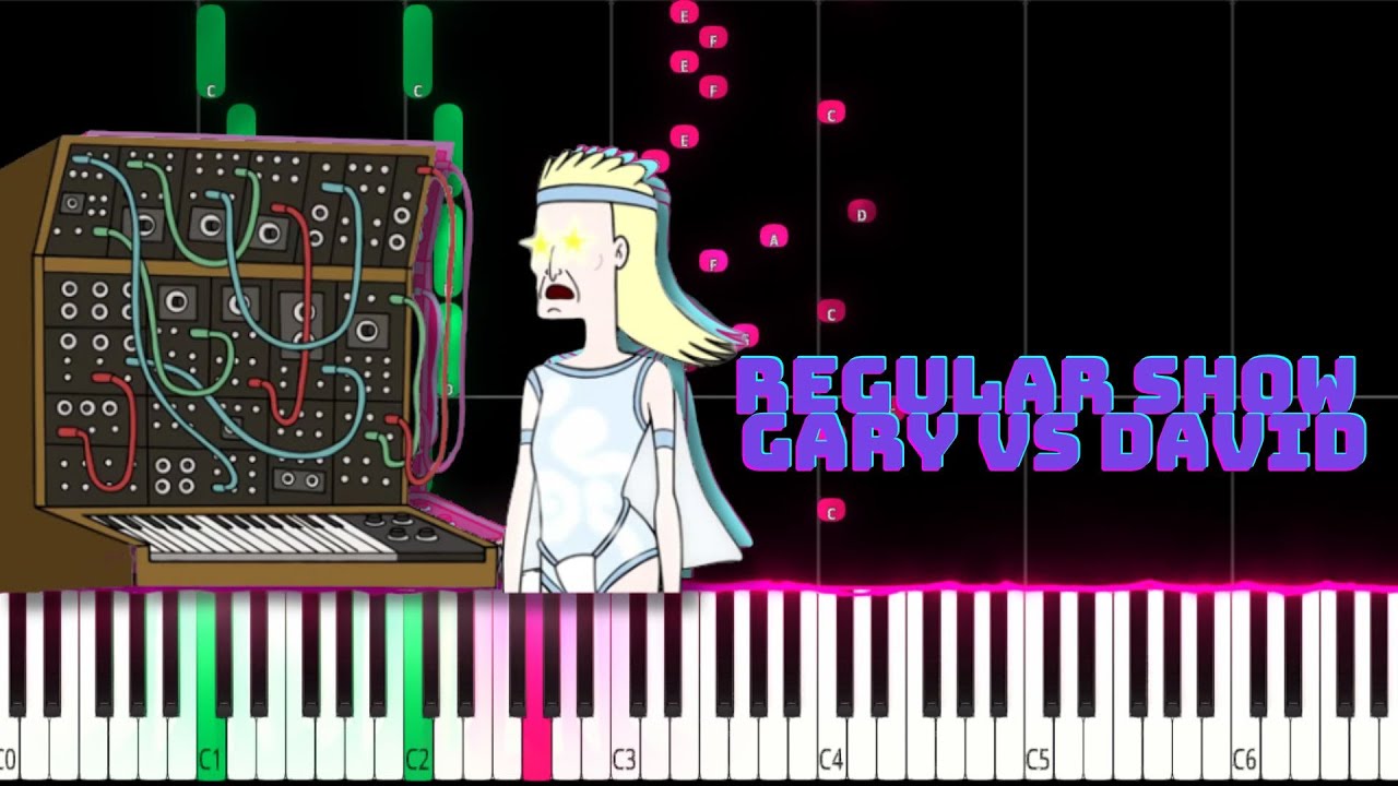 Regular Show Gary vs David (The synth wars) PIANO TUTORIAL (SHEET + MIDI)#regularshow #piano