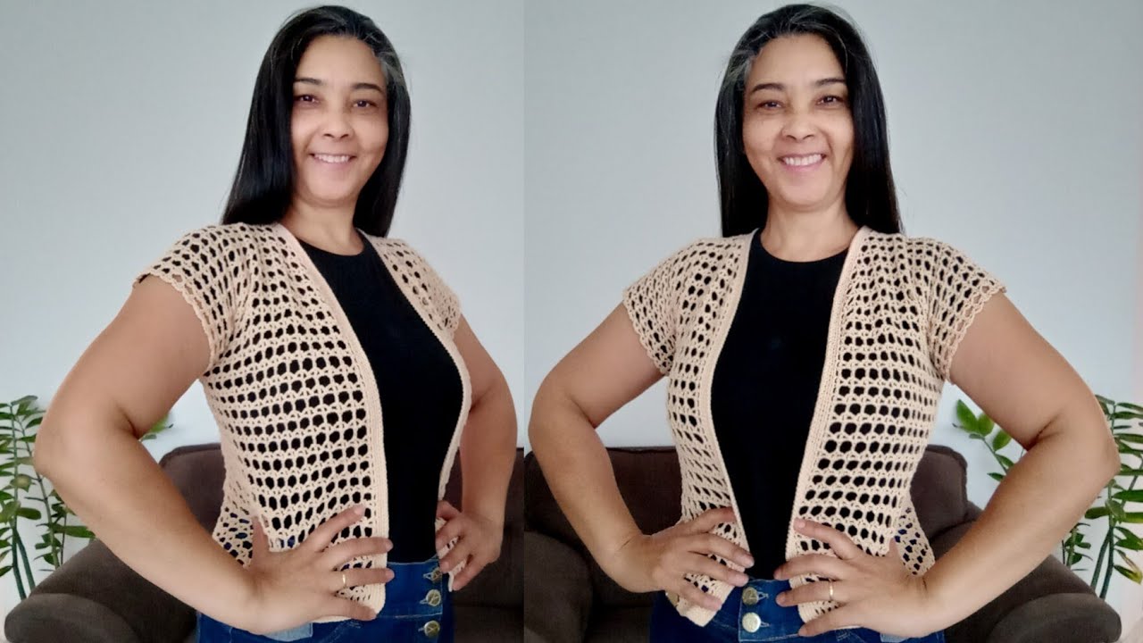 COLETE de CROCHÊ ponto FILÉ passo a passo por @rhosangellaartecroche 