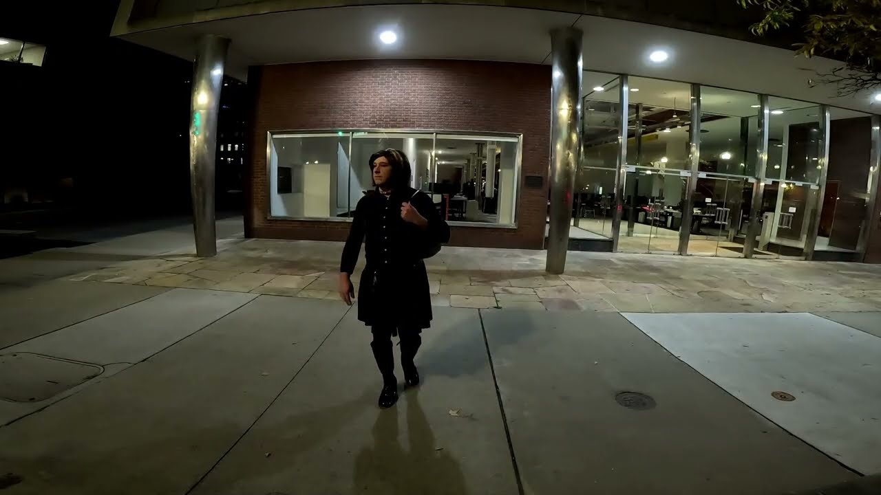 Sissy walk in Vinyl with some reactions.
