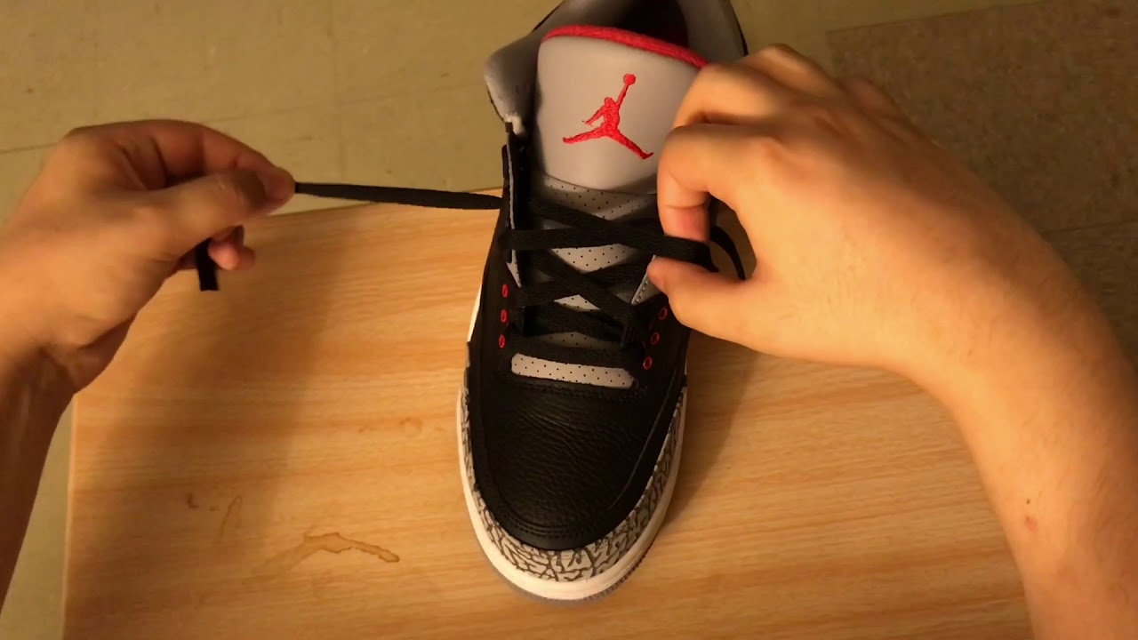 How to lace Air jordan black cement 3’s