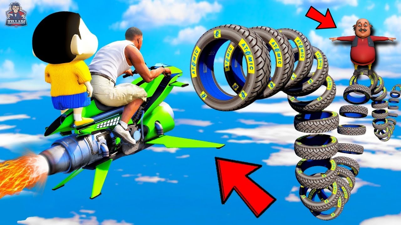 FRANKLIN AND SHINCHAN TRIED IMPOSSIBLE MEGA RAMP TYRE JUMP CHALLENGE | GTA 5 TAMIL | KILLADI GAMING