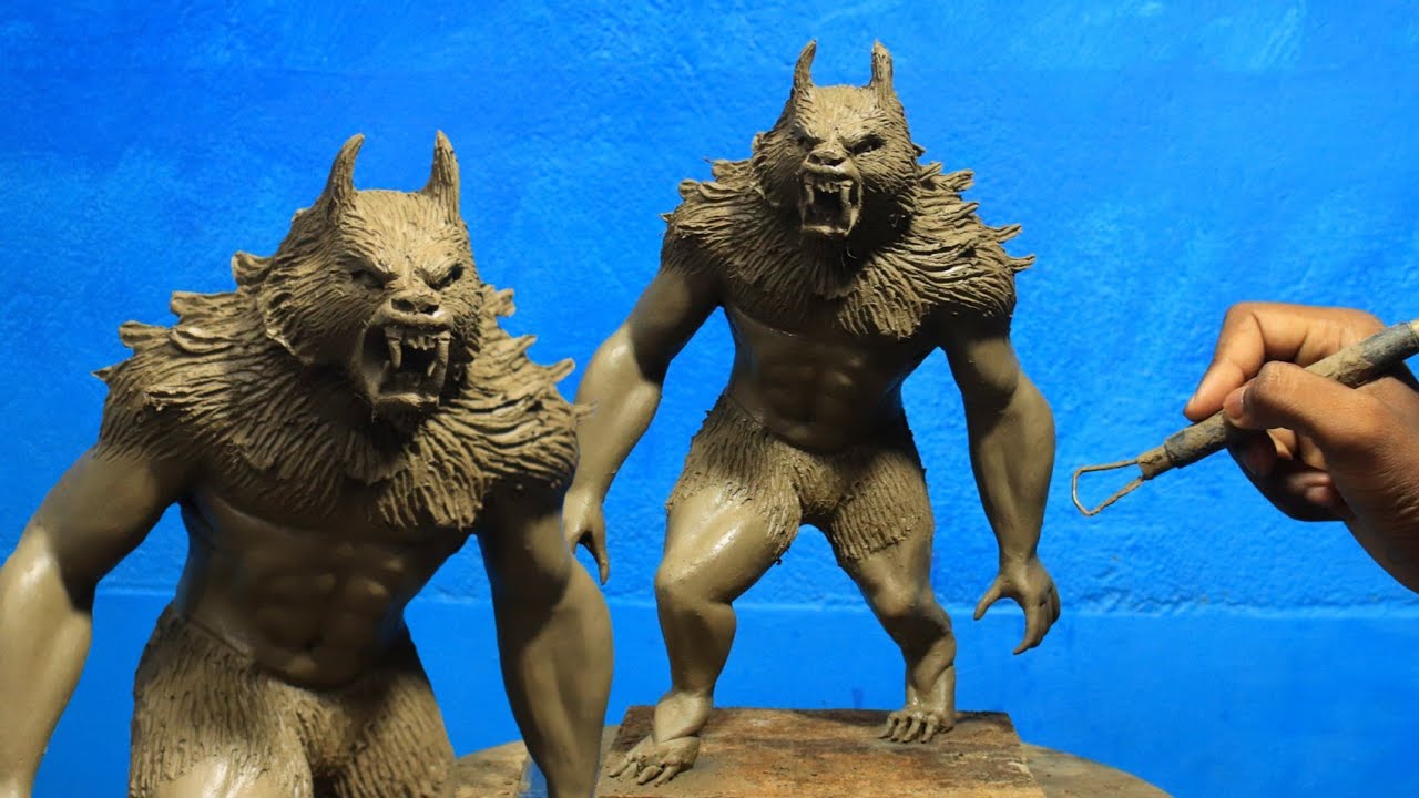 Making a creature with clay | wolf man sculpting | Creature 3D clay modelling | clay crafts