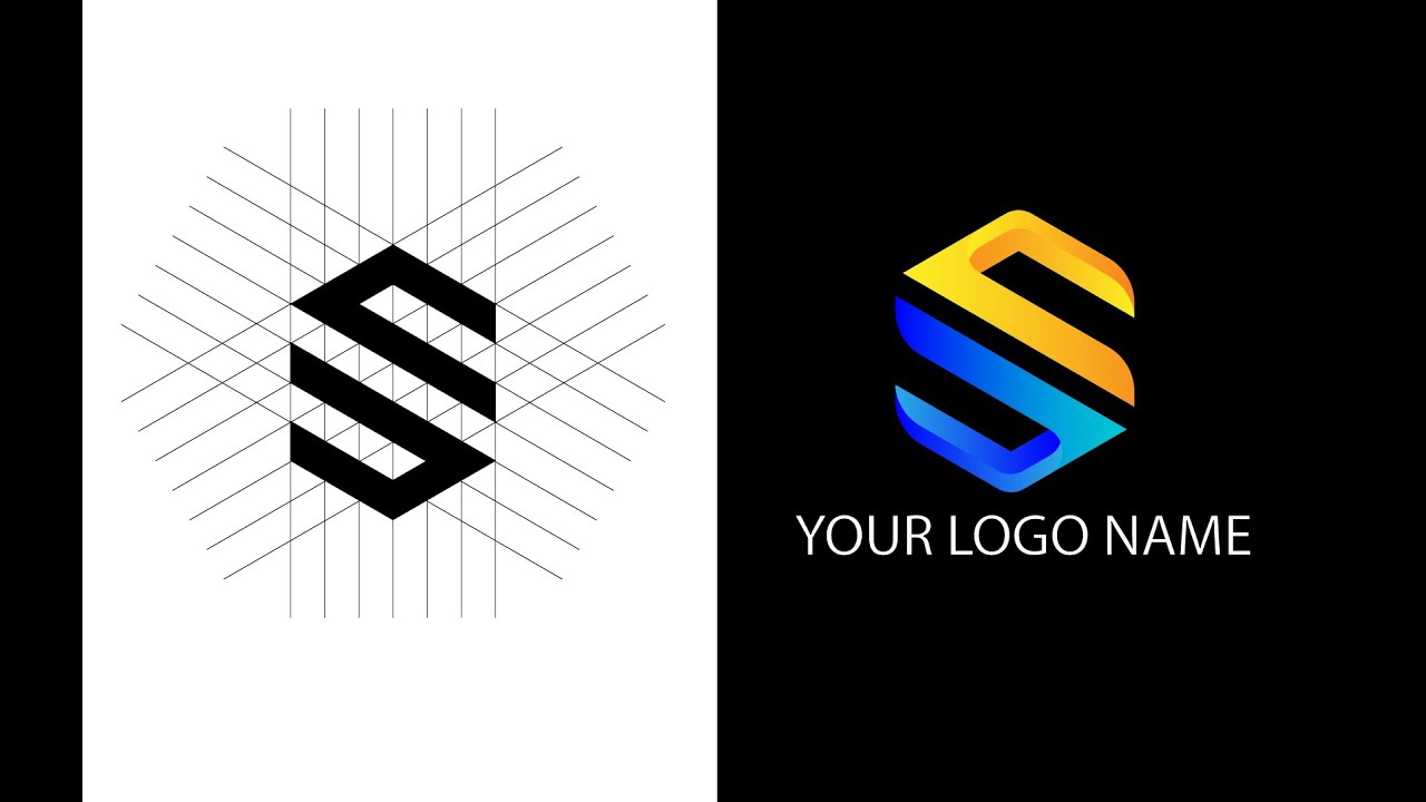 DESIGN A MODERN LOGO WITH GRID LINES  | Adobe illustrator Tutorial || S letter |
