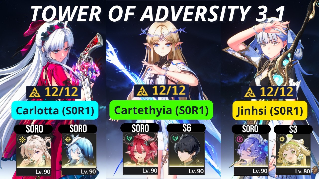 Tower Of Adversity 3.1 Carlotta | Cartethyia | Jinhsi - All Bosses Clear | Wuthering Waves