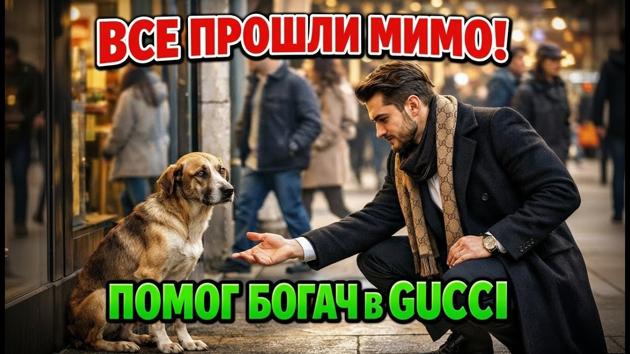 ВСЕ ПРОХОДИЛИ МИМО голодной собаки! Остановился лишь БОГАТЫЙ парень