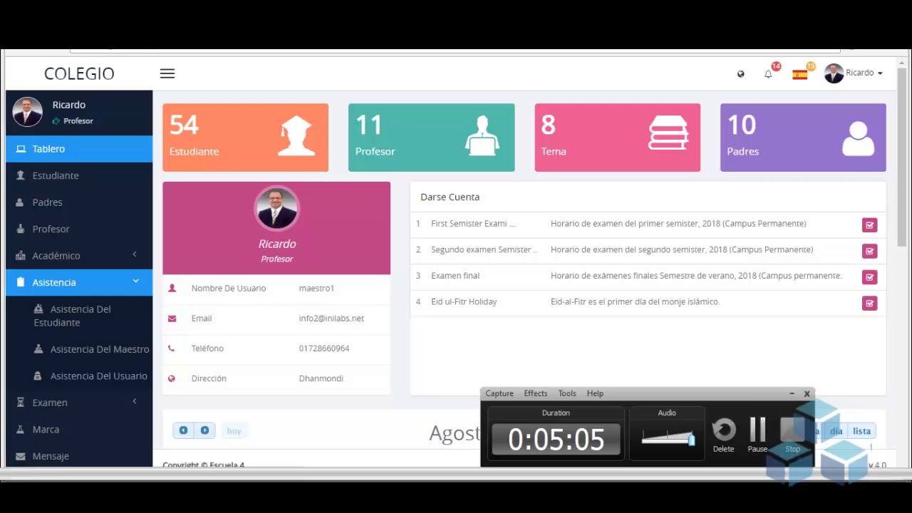 Sistema completo para colegio PHP MySQL HTML5