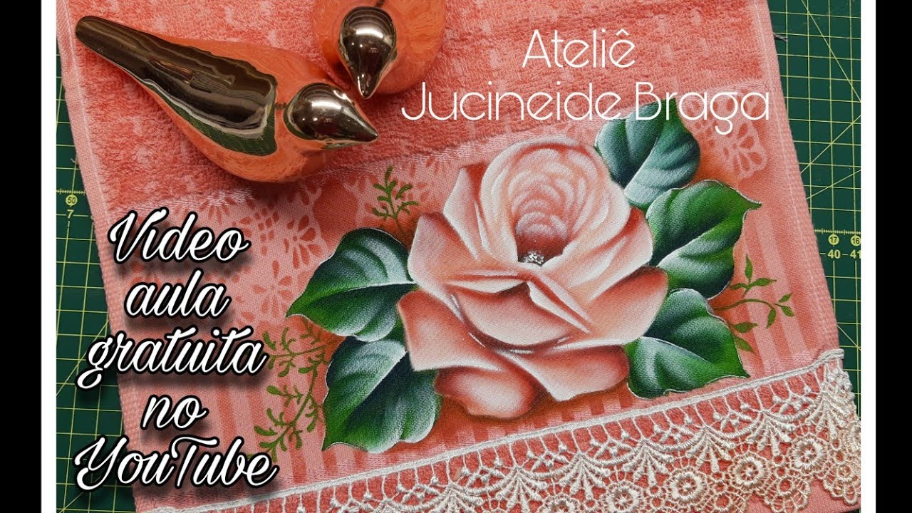 Aprenda pintar Rosas -   Jucineide Braga aula gratuita pintura em tecido rosas para iniciantes